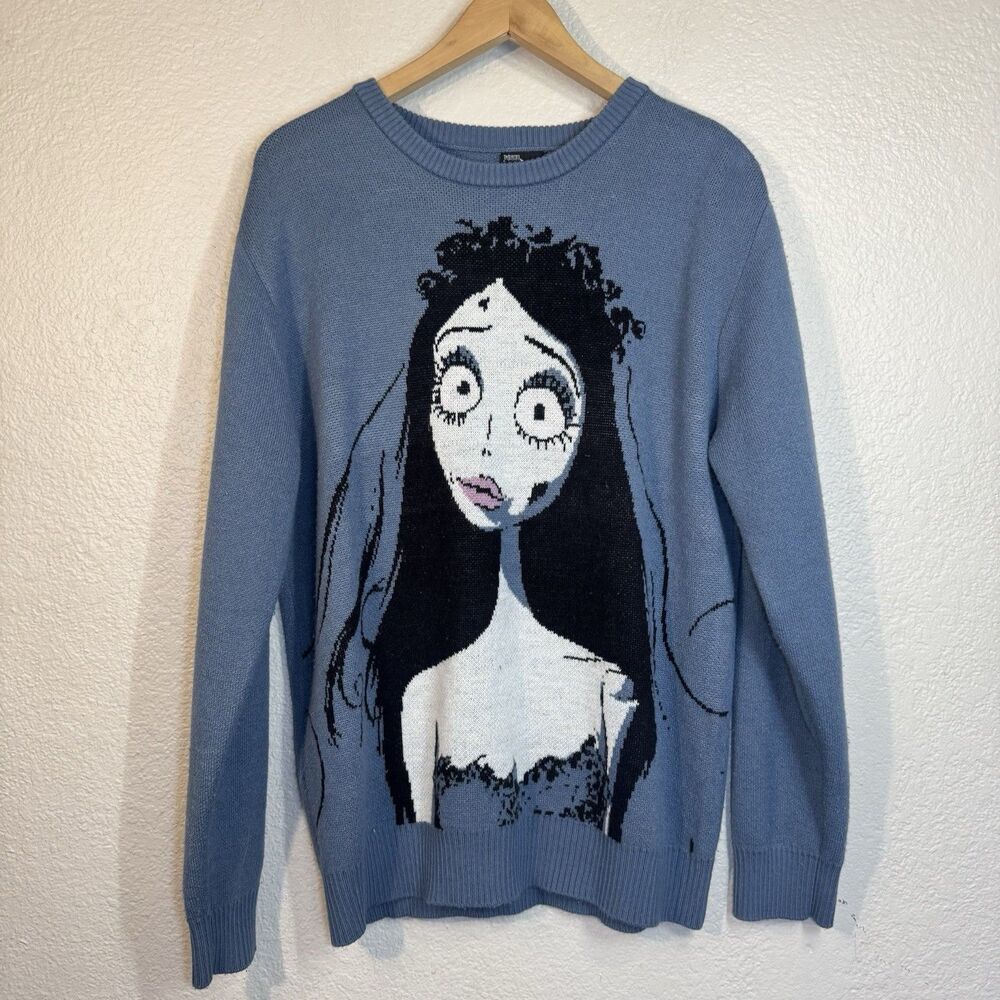 Hot Topic Corpse Bride Sweater Blue Halloween Tim Burton Animation Women S